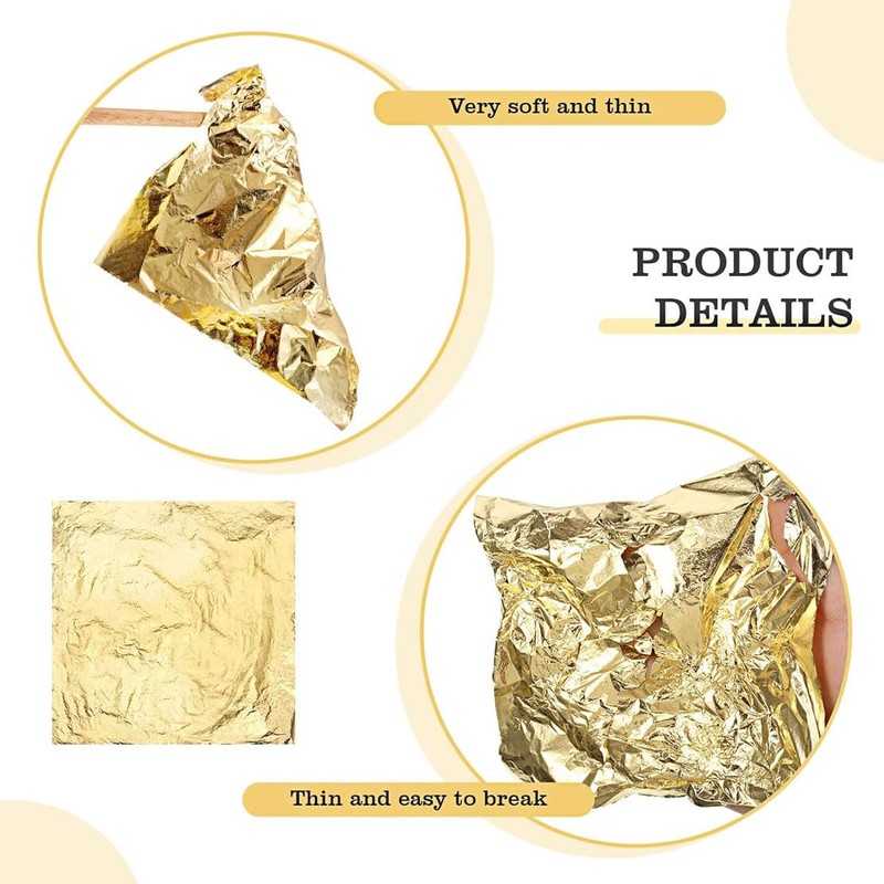 200Pcs Imitation Gold Leaf Sheets, Gold Leaf Sheets for Arts,