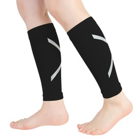 Novetec Calf Compression Sleeve for Men & Women, Reflective Footless Socks for Shin Splint Relief & Night Running, Cycling