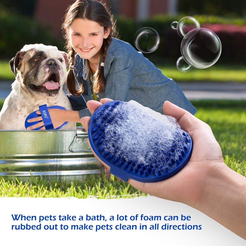 Dog bath brush, ROPO rubber massage pet shampoo brush, used
