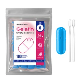 Empty gelatin Capsules Size 0 - (100 Count) Empty Capsules Ideal for DIY Filling - gel Capsules Empty Caps with 2 Filling Spoons for Capsule (Blue)
