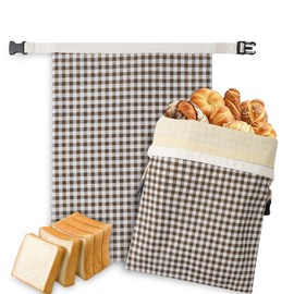 2-Pack Reusable Beeswax Bread Bags for Sourdough, Natural Linen Bag for Homemade Bread，Extend the insurance period(Coffee)