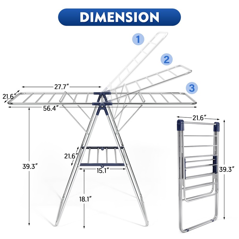 APEXCHASER Clothes Drying Rack, Stainless Steel Drying Rack Clothing with