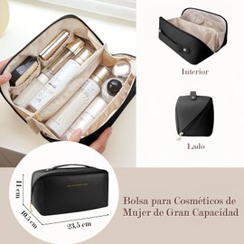 Bolsa de Cosmeticos Viaje, Neceser Maquillaje Impermeable, Makeup Bag Portátil, PU de Bolsa de Maquillaje con Múltiples Compartimentos, Estuche para Maquillaje de Gran Capacidad Duradero
