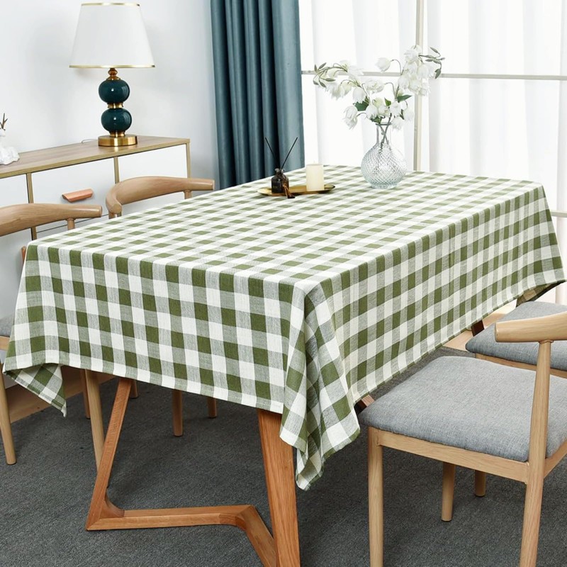 Yofori Gingham Tablecloth, Heavy Duty Cotton Blend Table Cloth for
