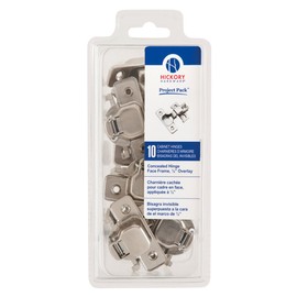Hickory Hardware VP5124-14 Project Collection Value Pack Euro Frame Hinge Polished Finish (10 Pack), Bright Nickel, 10 Piece