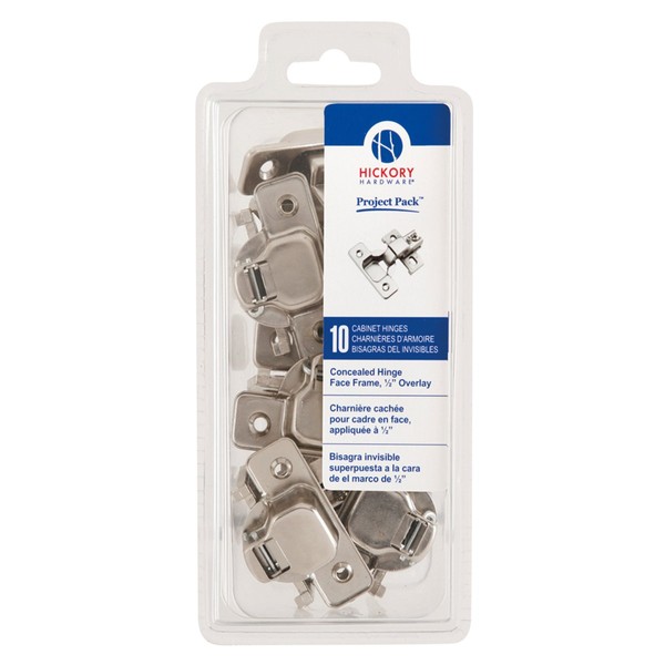 Hickory Hardware VP5124-14 Project Collection Value Pack Euro Frame Hinge Polished Finish (10 Pack), Bright Nickel, 10 Piece