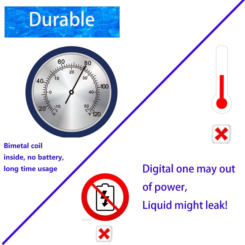 Pool Thermometer Floating Easy Read with String, Pool Temperature Guage