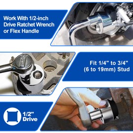 Spurtar Stud Remover Fit 1/4" to 3/4" (6 to 19mm) Bolt Extractor Nut Splitter With Knurled Roller and Cam Lock, Stud Extractor Tool for Broken Bolt Remover or Seized Nuts, Grip Damaged Screws