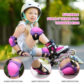Knee Pads Children's Pads Set Inline Protectors 6 in 1 Protective Equipment for 3-7 Years Children Elbow Pads Wrist Guards Protectors for Skateboard Scooter Skating Driving