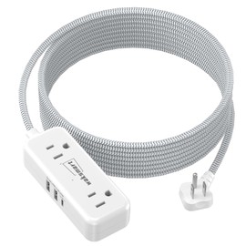 Flat Plug 20 FT Extension Cord with 4 AC Outlets