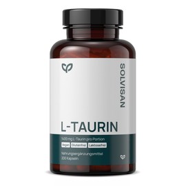 SOLVISAN L-Taurin Kapseln hochdosiert mit 1400 mg pro Tag - 200 Kapseln - Pre Workout - Ohne Zusatzstoffe