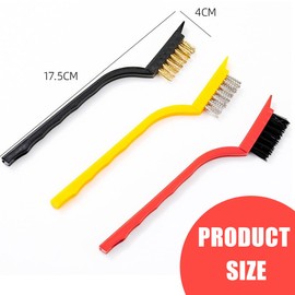 GHPKOTW Pack of 3 Brass Brush, Steel Brush, Copper Brush, Wire Brush, Small Brass Brush, Small Wire Brush for Cooker Cleaning and Gap Cleaning (3 Types of Brushes)