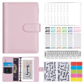 ChangWanna A6 Money Budget Ring Binder - Money Saving Wallet Organiser Binder with Pockets, Cash Stuffing Budget Wallet Planner Binder with Cash Envelope, Money Folder Wallet Organiser for Cash Saving