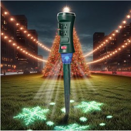 Defiant Smart Outdoor 4 ft. 6-Outlet Power Stake Timer w/Lights Projector by Hubspace