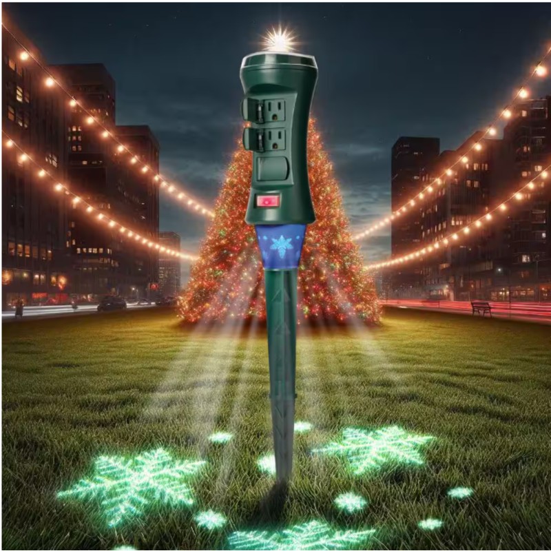 Defiant Smart Outdoor 4 ft. 6-Outlet Power Stake Timer w/Lights