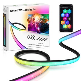 Smart TV LED Backlight, Flowing Color Changing Light Strip,12.4ft TV Lights Behind 45-60in Monitor, Works with Alexa and Google, Music Sync, WiFi and App Control, LED Lights for Gaming Room Decor