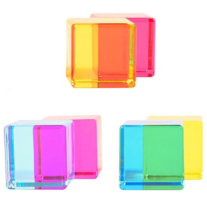 TickiT 73550 Gem Rainbow Building Blocks-Acrylic Gemstone Cubes-Stacking Toy