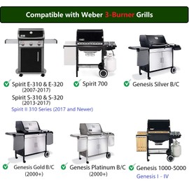 Hongso 7638 17.5" Polished Porcelain Cast Iron Grill Grates Replacement for Weber 3 Burner Spirit 300, 310, 320, Spirit 700, Genesis Silver B/C, Genesis Gold B/C, Genesis Platinum B/C Gas Grills