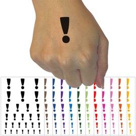 Exclamation Mark Punctuation Temporary Tattoo Water Resistant Fake Body Art Set Collection - Dark Blue (One Sheet)