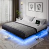 OLEVS King Size Floating Bed Frame, Metal Platform, with LED
