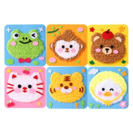 6 Pieces DIY Sewing Set Children's Select Zone Felt Sewing Set Cartoon Animals Sewing Fun for Children Made of Wool Craft Set Girls and Boys from 6 Years