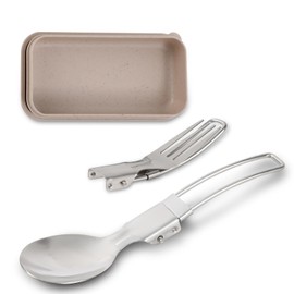 LAMEI Camping Utensils Folding Spork Set, Fork and Spoon With Storage Box, Stainless Steel Tableware Accessories, Portable Outdoor Kitchen Set for Travel, Picnic, Hiking, Backpacks
