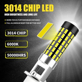 H1 LED Fog Lights DRL 1200 Lumens 360°Beam LED Bulbs 6000K Xenon White Super Bright Bulbs Replacement for Cars, Trucks（Pack of 2）