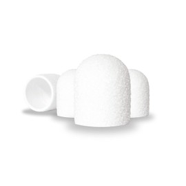 LALILL Sanding Caps LUX 10 mm 240 Grit Pack of 100 Caps for the Milling Machine - White Sanding Sleeves for Nail Modelling - Manicure Pedicure Podiatry - Sanding Belt for Foot Care