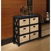 eHemco 3 Tier X-Side End Storage Cabinet with 6 Wicker