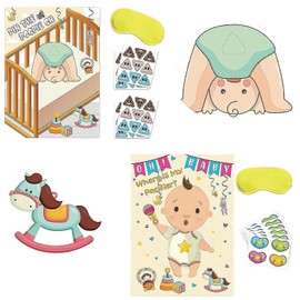 ZHIGOU 2 Pack Baby Shower Games and Poop Kits - Fun Gender Reveal Party Supplies, Cute Poster Game Sets, and Baby Shower/Poop Activities for Guests