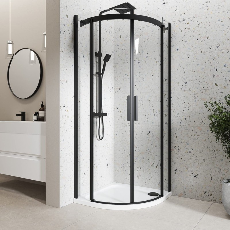 Sandy Beach Slimline Black Shower Waste Trap, Black Shower Tray