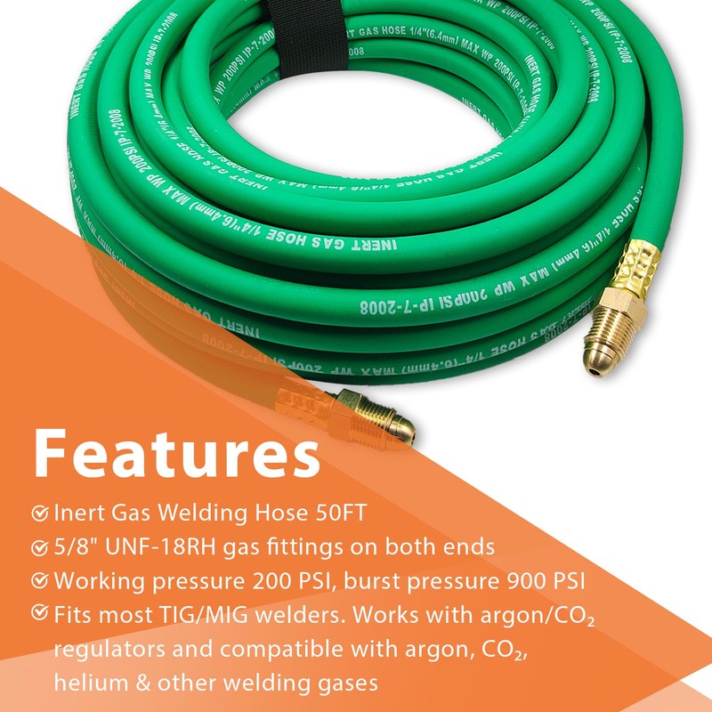 50FT Argon Gas Hose, Inert Gas Welding Hoses for MIG/TIG