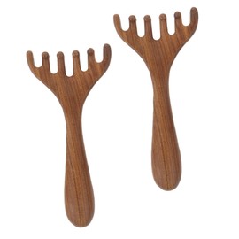FRCOLOR 2pcs Scalp Scrubber Tool Wooden Comb Gua Sha Massager for Hair Face Relief