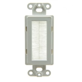 Decora Brush Cable Pass Through Wall Plate Insert, White, in Wall Cable Insert for Cable Management, Single Gang