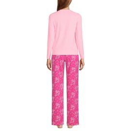 Lands' End Women's Long Sleeve Knit Sleep Set Apple Blossom Snow Drop Floral Regular Large