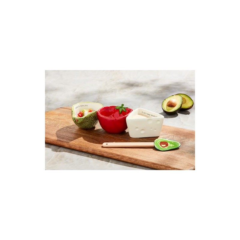 Mud Pie Guac Salsa Queso Triple Tidbit; dish 5 1/2"