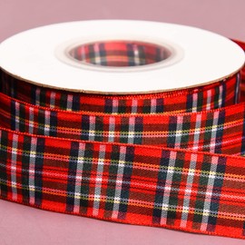 XNHIU 20 Yards x 15mm Tartan Ribbon Red Classic Royal Stewart Ribbon Christmas Ribbon Red Green Ribbon (15mm)