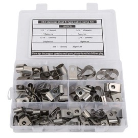 R-Type Clip, 80PCs Stainless Steel R-Type Clip Cable Clamp Kit, 6-16mm, Wire Clips Organizer Fastener, for Management and Repairing of Wires, Cables, Pipes, Racks, Balck