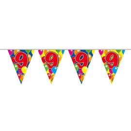 Folat 04539 9th Birthday Bunting with Balloons Multi-Coloured 10 m