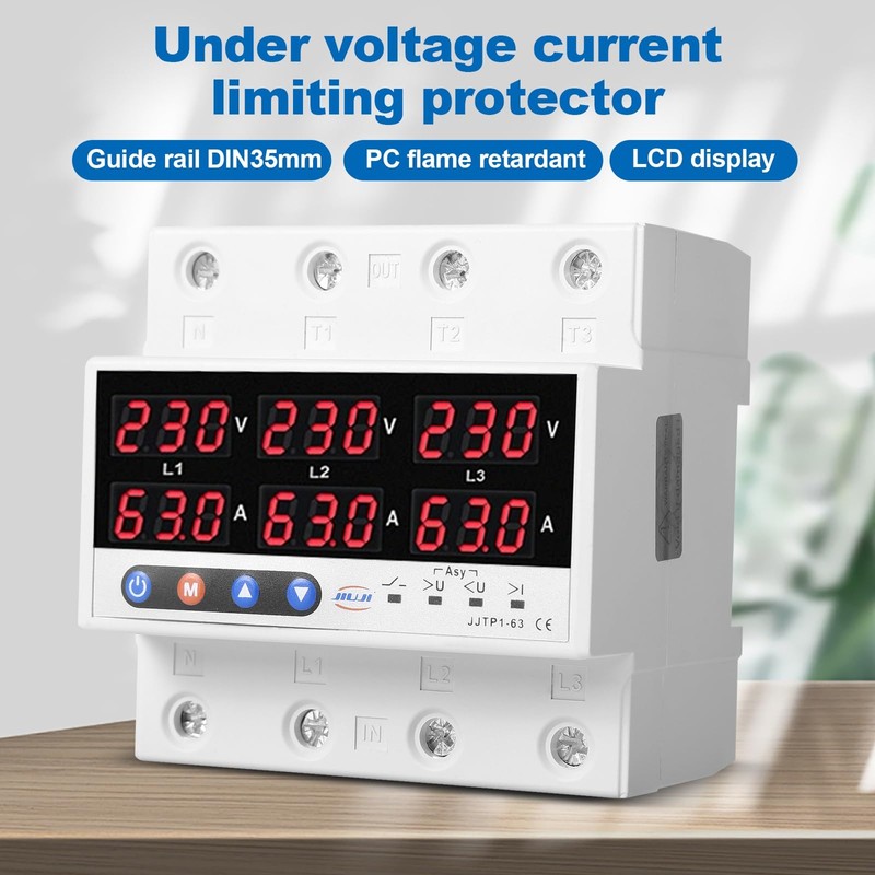 Jadeshay 3 Phase DIN Rails Voltmeter Ammeter Electricity Meter DIN