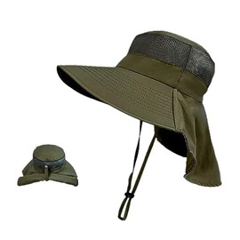 Sun Protection Hat, Men's Hat, UPF 50+, Wide Brim, Outdoor Hat, Folding Hat, Light and Flirty, Adjustable Size, Summer, Autumn, Sunshade, Breathable, Includes Chin Strap, Outdoor Hat, Mountain