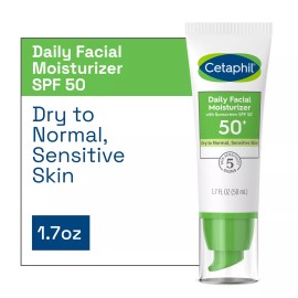 Cetaphil Daily Facial Moisturizer Broad Spectrum SPF50, Fragrance Free, 1.7 oz