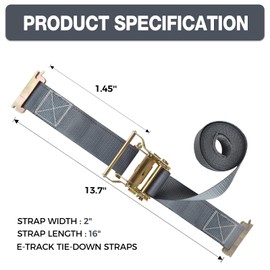 E Track Ratchet Tie Down Straps 8pack (4,500lb Break Strength),2” x 20’Premium E-Track Tie Downs with Standard Spring E-Fittings,Ultimate Heavy Duty ETrack Strap for Trailer,Truck,Motorcycle