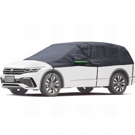 BEXITA BEXITA Halbgarage Auto Winter Abdeckplane wasserdichte Outdoor Auto Autoabdeckung Halbe Autoplane Auto Scheibenabdeckung Front und Heckscheibe Abdeckung