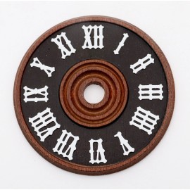 Black Forest Wood Cuckoo Clock Dial 2 3/4" 70 mm Diameter Brown & Black Raised White Numerals