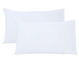 Linen Home White Pillowcases 2 Pack, Easy Care Soft Brushed Microfibre Standard Pillow cases 50x75 cm, Wrinkle and Fade Resistance (Pillowcases 2 Pack, White)