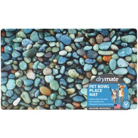 Drymate Pet Bowl Placemat, Dog & Cat Food Feeding Mat - Absorbent Fabric, Waterproof Backing, Slip-Resistant - Machine Washable/Durable (USA Made)