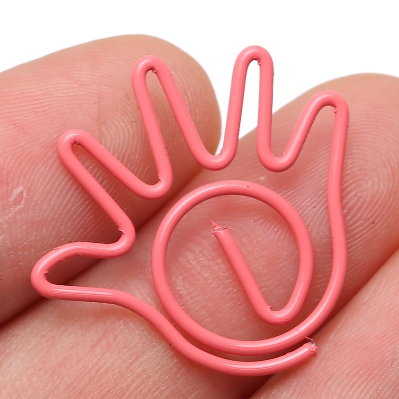 100Pcs Paper Clip Metal Hand Shaped Design Rustproof Paperclip Decoration