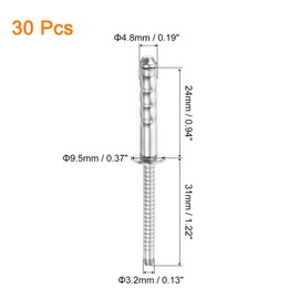 sourcing map 30Pcs 3/16" x 1" 304 Stainless Steel Round Head Double-Drum Blind Rivets, Pull Nail Drum Type Blind Rivets for DIY, Sheet Metal, Automotive Repairs, Furniture, Boat (Silver)