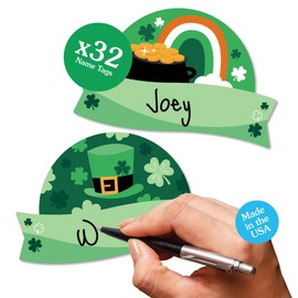 Big Dot of Happiness Lucky St. Patrick's Day - DIY Blank Paper Desk or Locker Labels - Classroom Name Tags - Set of 32